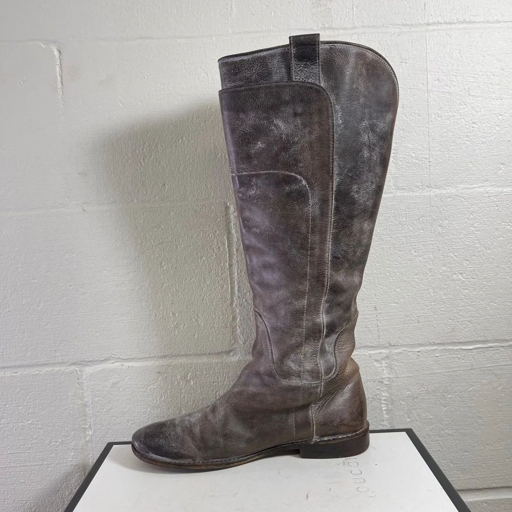 Frye‎ Paige 56783 Tall Riding Boots Brown Gray Leather Pull On Women's 8 B
